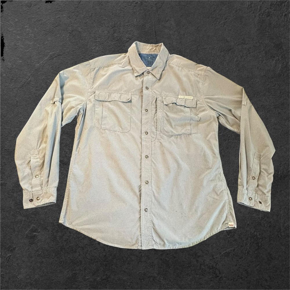 ExOfficio BugsAway Shirt Mens XL Blue Micro Check Long Sleeve Utility - Read
